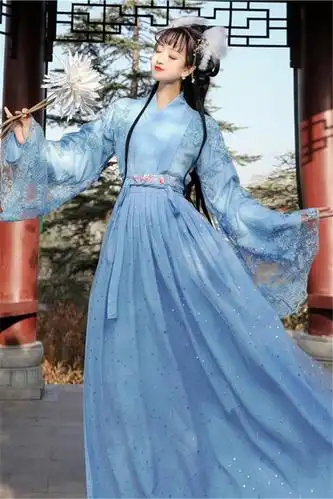 晋制交领汉服女秋冬学生中国风古装原创正品齐腰襦裙白菜正版整套