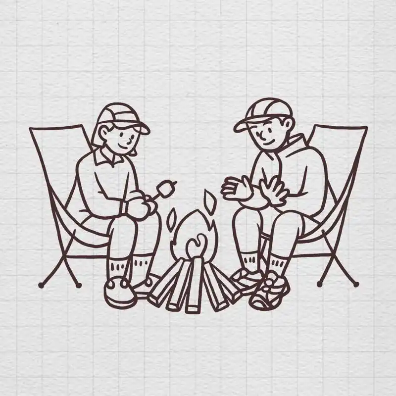 简笔画|秋日露营 终于凉快了,可以出去露营啦