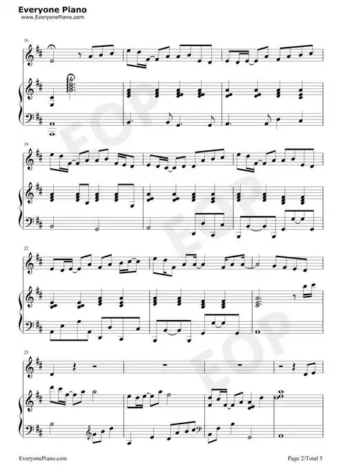 追光者-完美伴奏版五线谱预览2