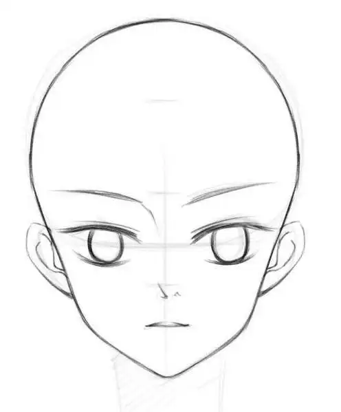 接着描画五官, 完成线稿.完成线稿后, 接着画出眼神.