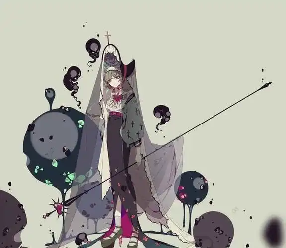 独特暗黑童话人物插画,风格冷酷诡异,耐人寻味