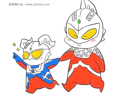 q版可爱的赛罗奥特曼与赛文奥特曼两父子