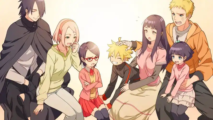 动漫火影忍者漩涡鸣人家族合照桌面壁纸