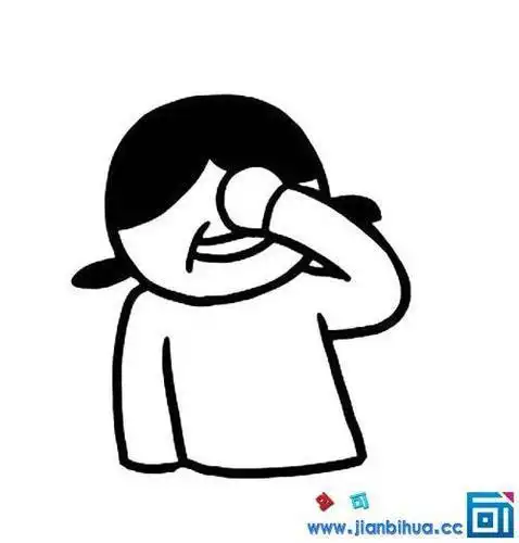 发愁的小孩简笔画