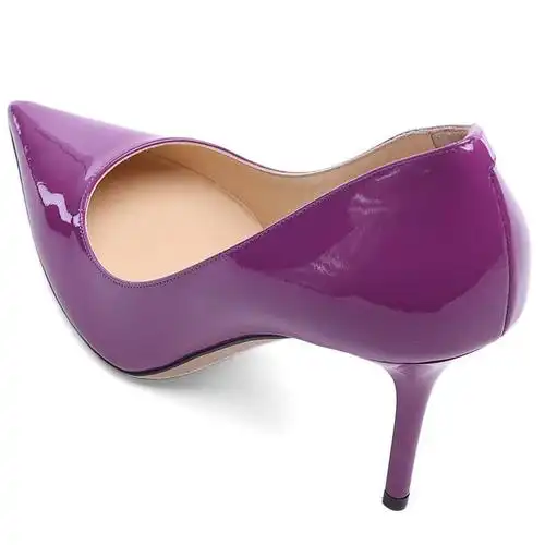 jimmy choo 周仰杰 女士紫色漆皮尖头9厘米细高跟ol单鞋 143agnespat