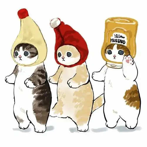 呆萌可爱的猫咪小插画