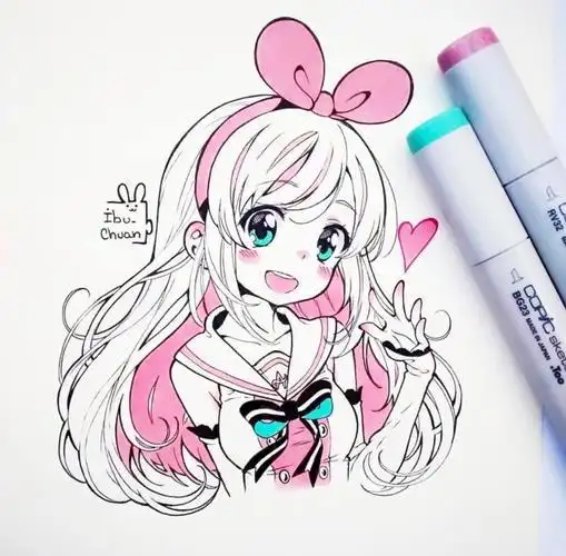 人物黑白动漫素材插画绘画线稿手绘女生男生长发短发转载人物黑白动漫