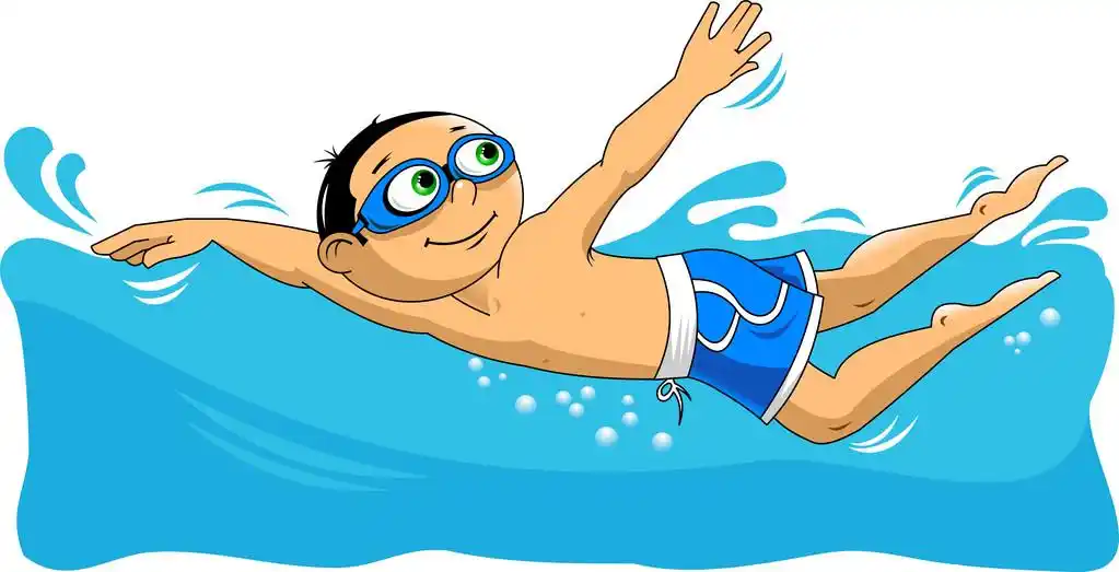 游泳运动员,年轻的游泳运动员参加比赛, 插图, 矢量