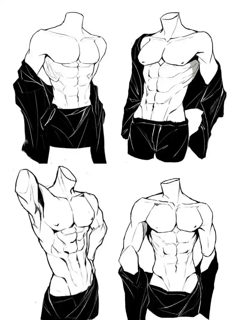 男性胸腹肌人体练习	"好爱画男人的肌肉 🥰🥰🥰之前说的肌肉线