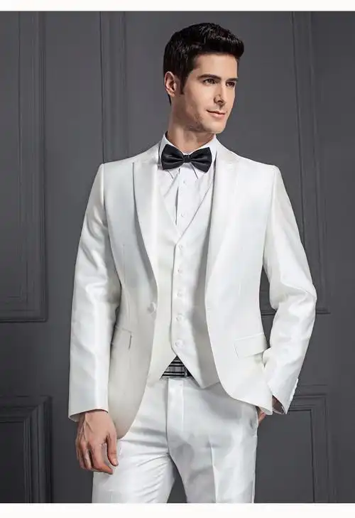 服装供应商中国 3 件白色外套男士西装