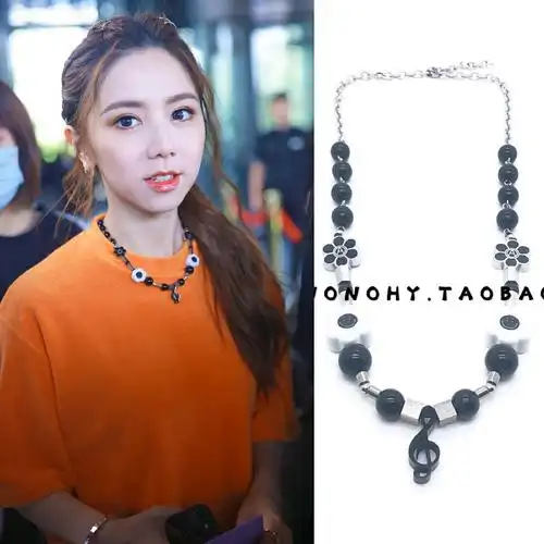 邓紫棋明日之子同款暗黑风笑脸元素音符蝴蝶珍珠项链个性嘻哈男女