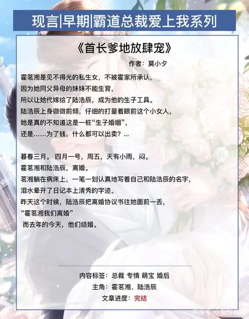 24本经典总裁文盘点一霸总虐爱蜜爱100分不良鲜妻有点甜