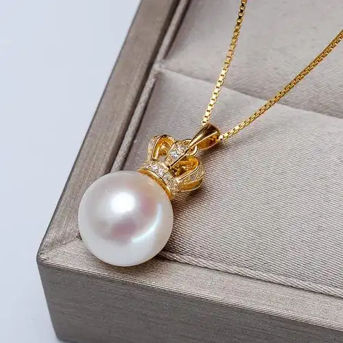 珍珠项链吊坠单颗天然淡水正品穿孔diy森系颈饰