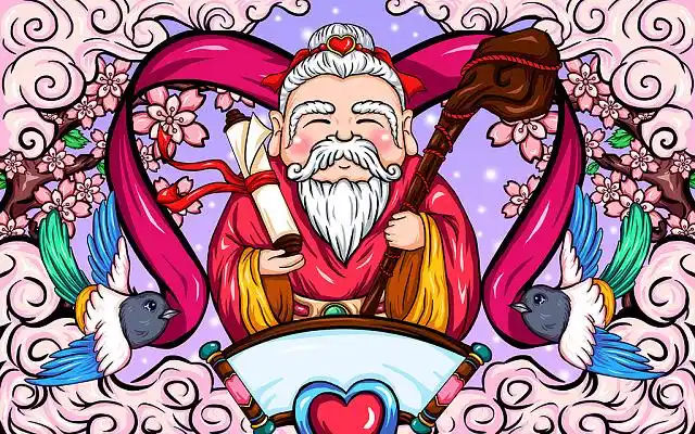 情人节月老喜鹊国潮插画卡通人物214浪漫情人节