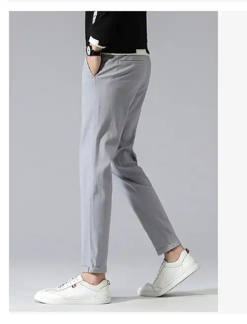 2022休闲裤男士直筒宽松潮牌男裤灰色韩版潮流百搭裤子男九分裤  - 17