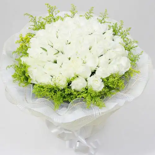 海洋之心66朵白玫瑰花束