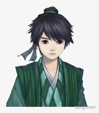 身着深绿色衣衫的古风男孩