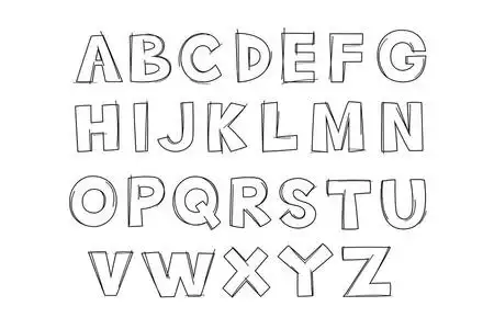 英文美术字手绘图片