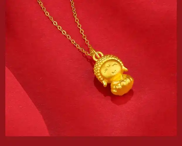 金镶玉吊坠黄金开心玉面金佛999足金和田玉女金莲花双面小萌佛圣诞
