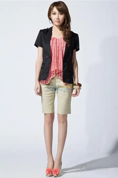 peacebird太平鸟 collection夏季女装基本款五分裤ag1020065 黑色 l