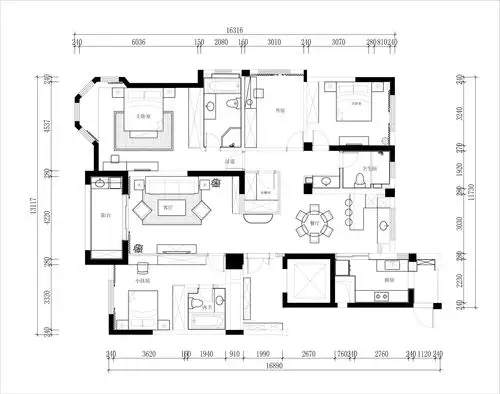 现代简约四居室160平米65万-滨河名墅装修案例-苏州房天下家居装修网