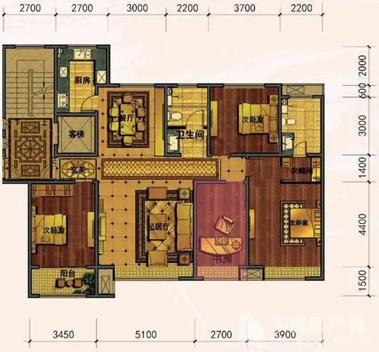 奥体学都这个170㎡四室两厅两卫户型内藏大乾坤