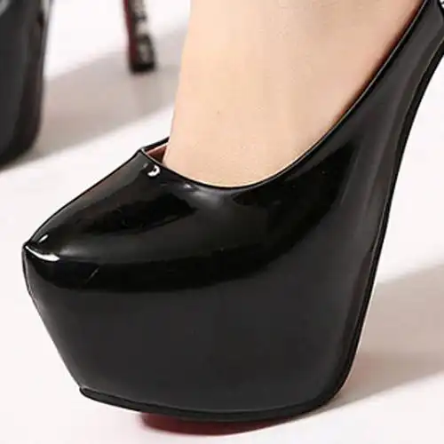 womens clothing2016女鞋春季新款细跟超高跟防水台单鞋高跟鞋 黑色