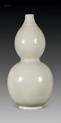 【清 仿定窑白釉划花葫芦瓶】拍卖品_图片_价格_鉴赏_清代单色釉瓷器