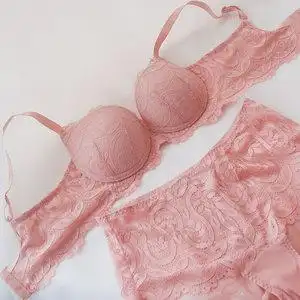 外贸原单韩国少女心粉色蕾丝侧收聚拢无钢圈女胸罩女文胸80b