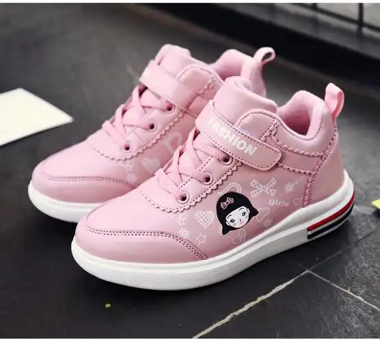 2018新款女孩高帮板鞋8秋冬季6小学生7加绒10岁9运动鞋12岁二棉鞋