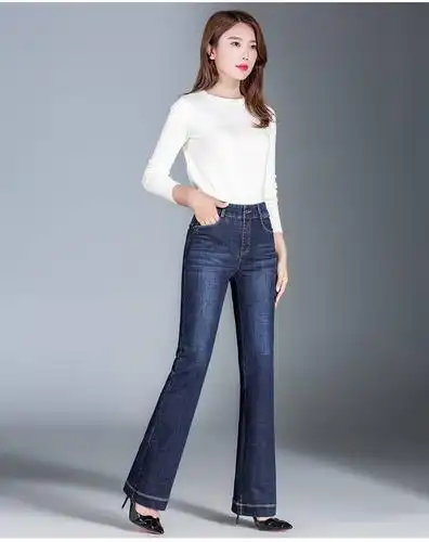 施悦名 2019年秋季新款牛仔裤女喇叭裤女装加厚微喇裤女裤a