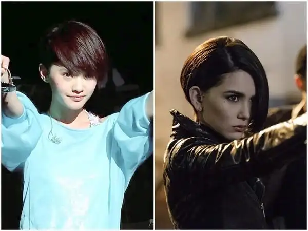 昆凌在《摩天大楼》里面女杀手造型和杨丞琳撞脸.(图/剧照合成)