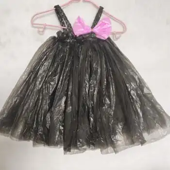 环保衣服装女孩亲子手工diy制作幼表服演时装秀废旧物材料节 黑色 140