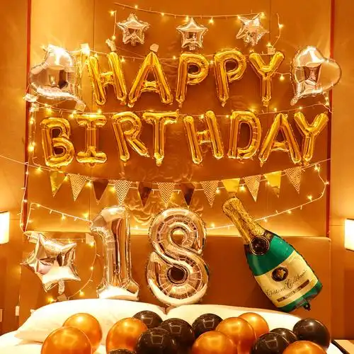 成人生日装饰场景布置女孩男生派对ktv酒店气球