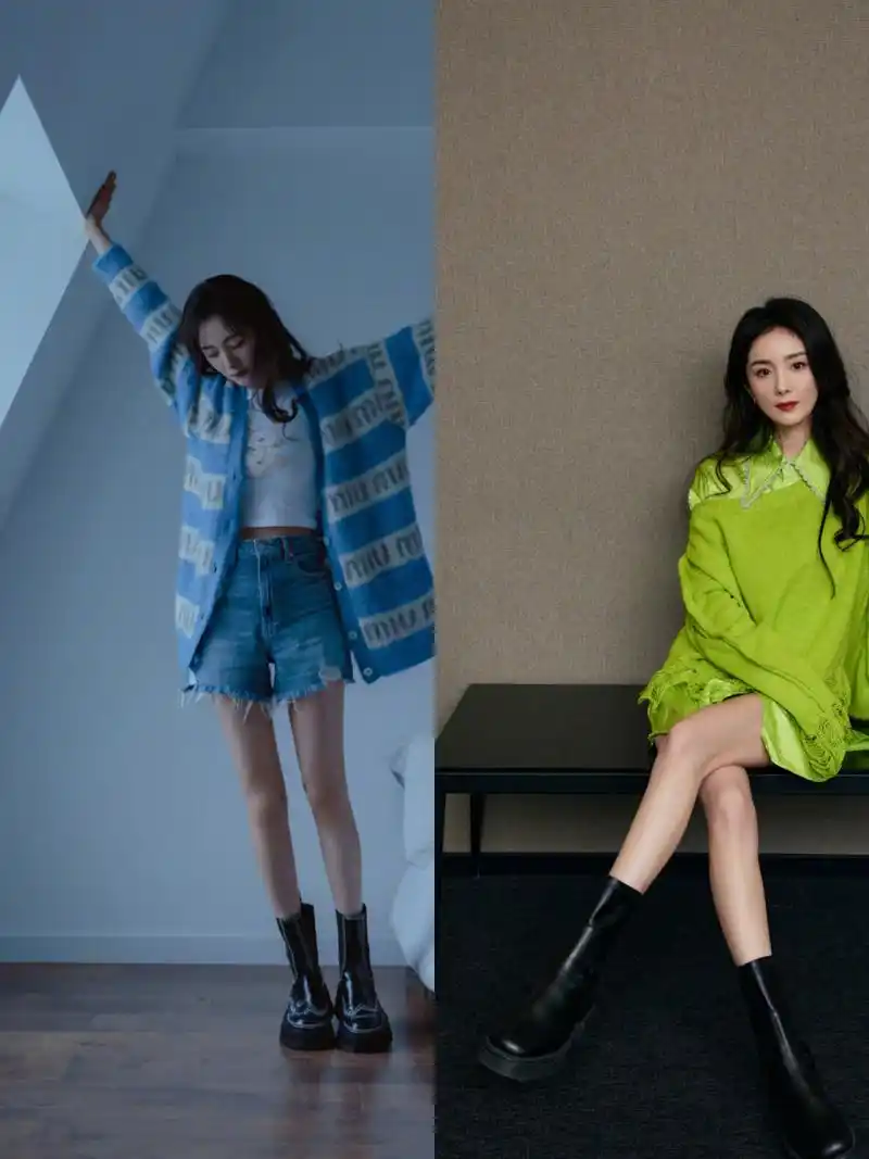 杨幂初秋帅气马丁靴穿搭 每年都有不同的时尚潮流,杨幂总是冲在第一个