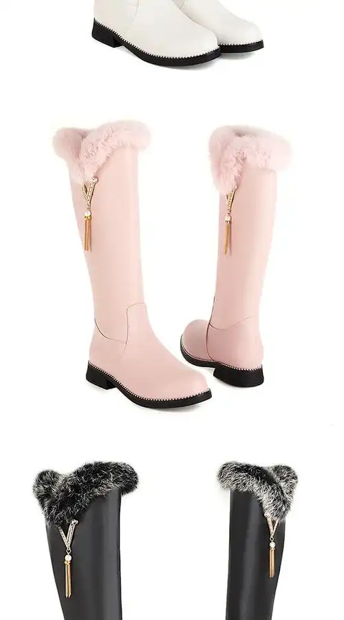 精选女童长靴2021秋冬公主加绒皮靴儿童棉靴大童高筒靴学生女孩雪地靴