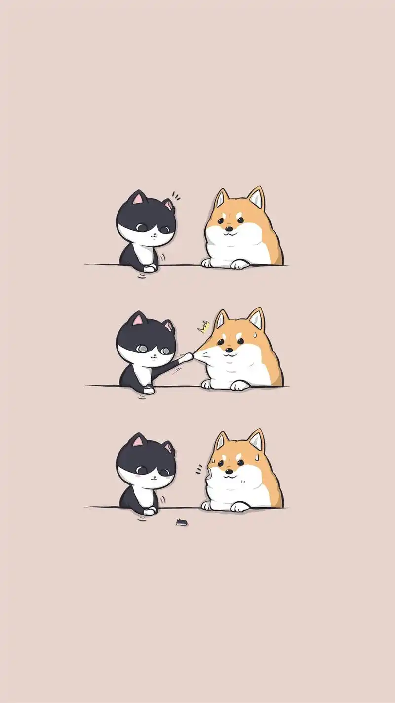 可爱萌宠卡通插画高清手机壁纸