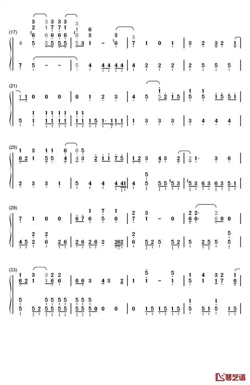 ボタン钢琴简谱-数字双手-penguin research2
