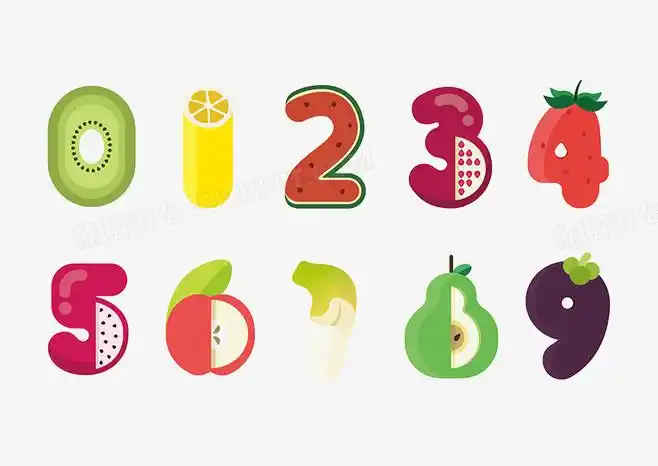 卡通水果数字