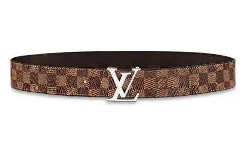 lv经典双面棋盘格商务银扣腰带皮带男
