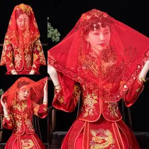 中式婚礼红盖头图片