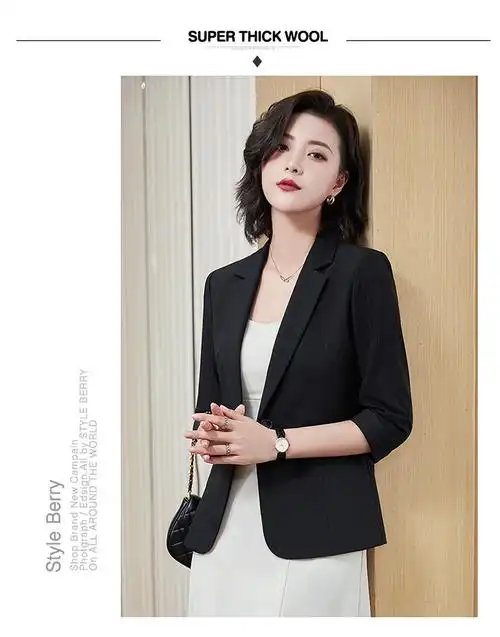 七分袖短款小西装外套女春夏2022新款修身气质休闲小个子西服上