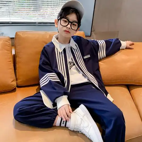 中童装6男童套装春秋款外套12岁男生翻领拉链开衫卫裤9儿童运动服