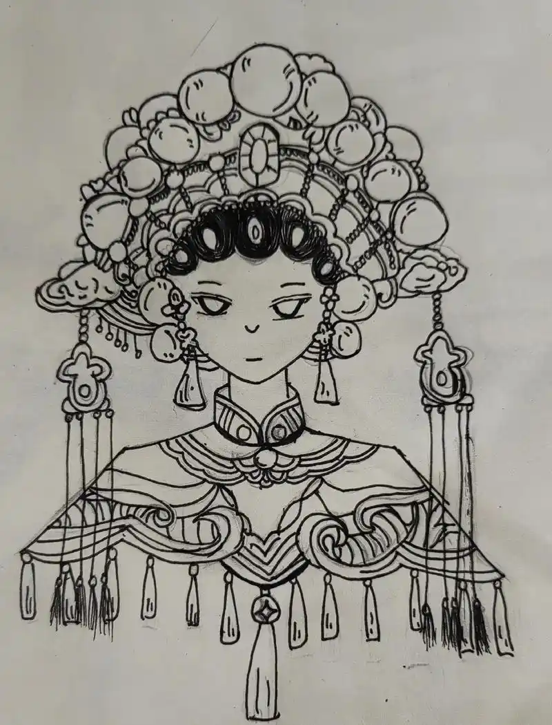 戏曲花旦简笔画   画渣日常 - 抖音