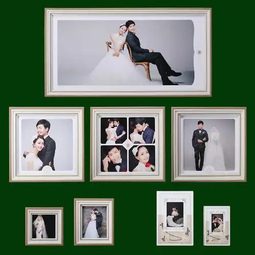 水晶照片_婚纱照水晶相框挂墙摆台照片相册定制3组合照片墙影楼高端八