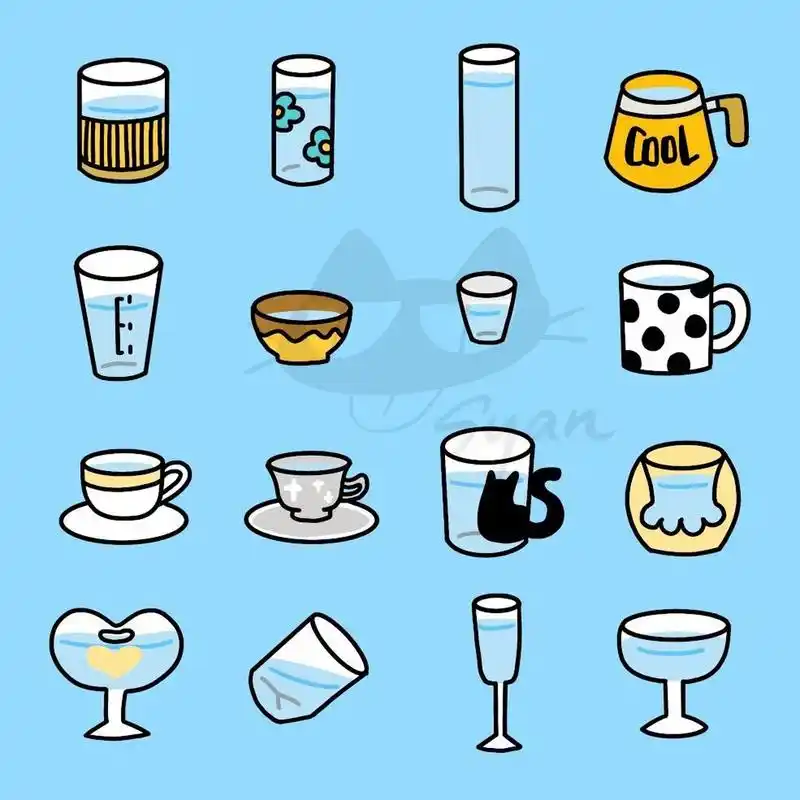 手帐素材|简笔画各种杯子  不画不知道,原来我买过这么多杯子 喝茶要