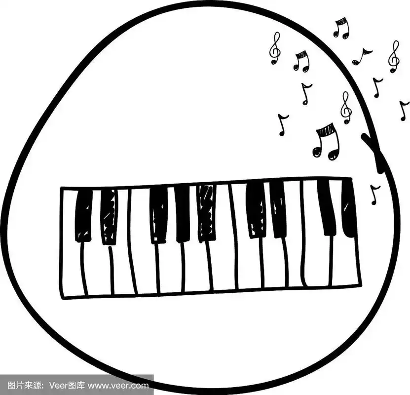 单色键盘手绘钢琴
