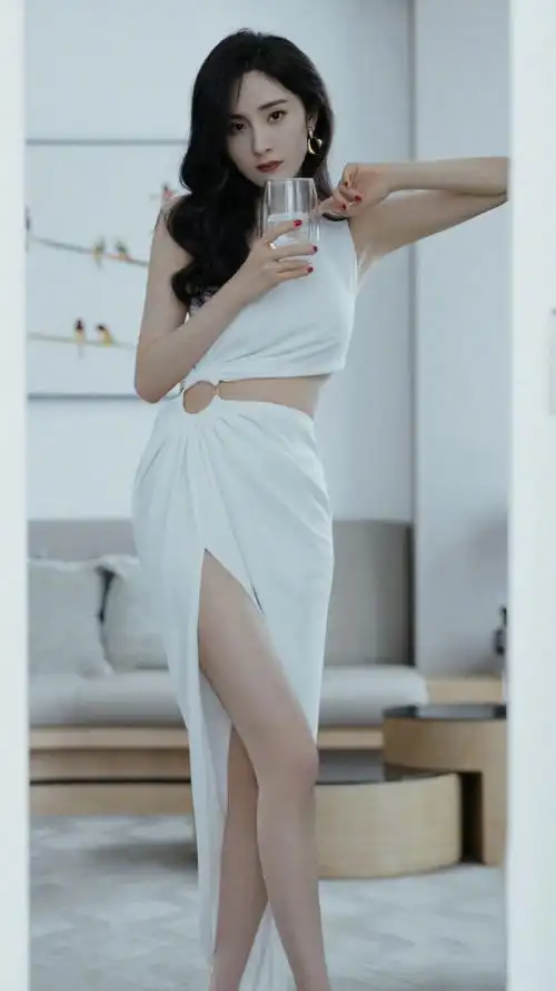 杨幂开叉长裙搭配大波浪,风情万种#杨幂