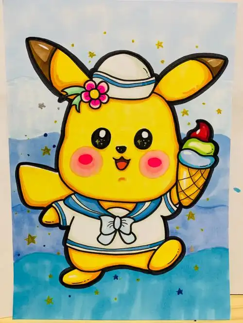 皮卡丘 马克笔画 儿童画