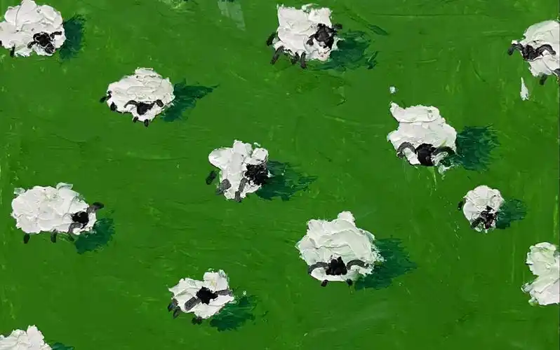 油画棒|ins风治愈系小绵羊 插画